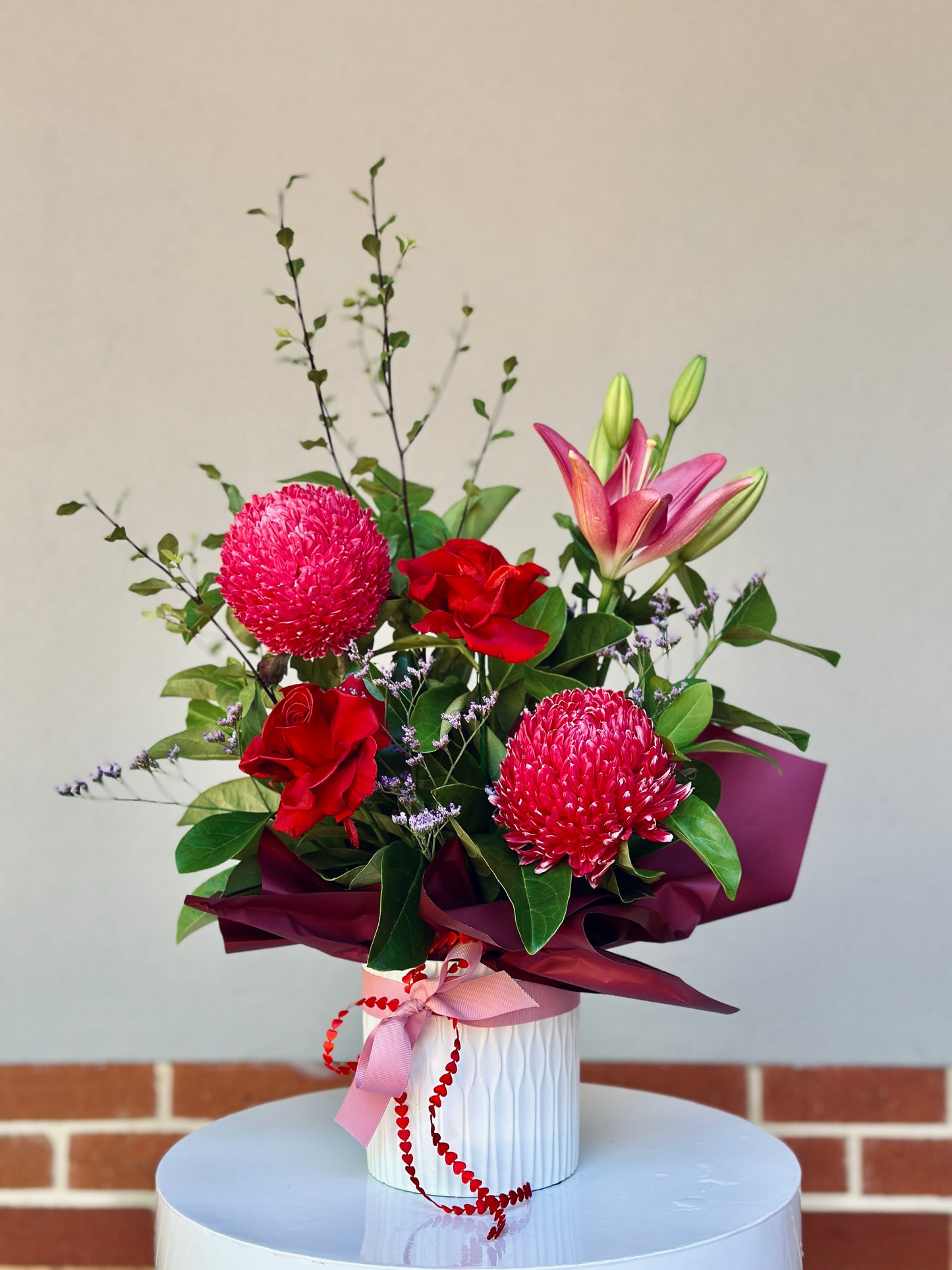 Fresh Flowers with Ceramic Pot - $85.00