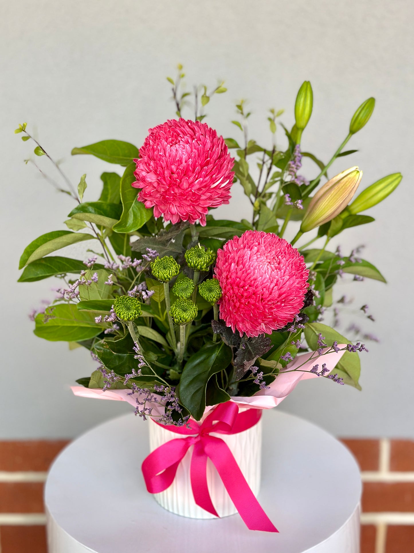 Fresh Flowers with Ceramic Pot - $65.00