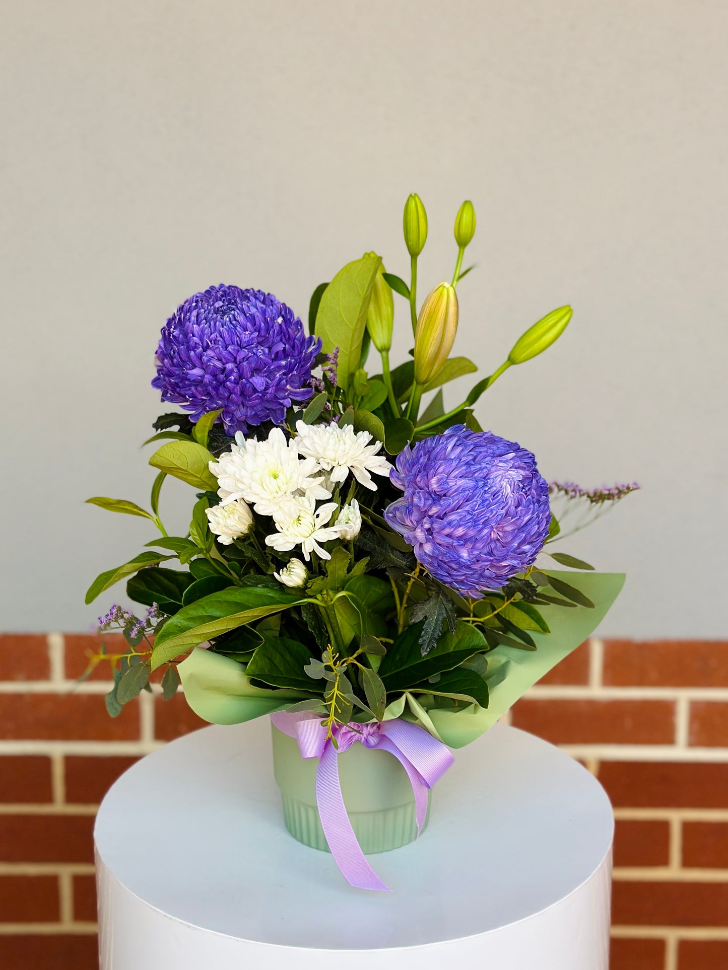 Fresh Flowers with Ceramic Pot - $65.00