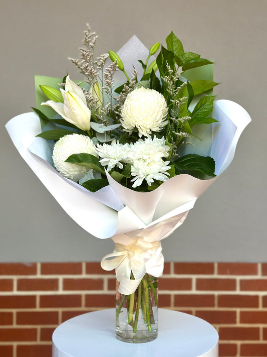 Fresh Flowers with Glass Vase - $100.00